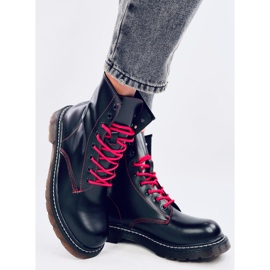 Bottines à lacets avec fil coloré Stuff Blackred le noir 5