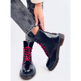 Bottines à lacets avec fil coloré Stuff Blackred le noir 3