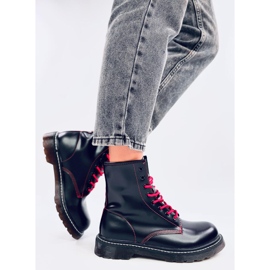 Bottines à lacets avec fil coloré Stuff Blackred le noir 4