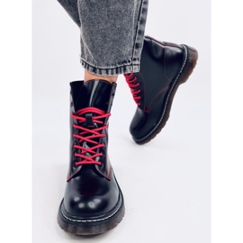 Bottines à lacets avec fil coloré Stuff Blackred le noir 2