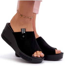 Vinceza Tongs compensées hautes pour femmes, noir 4