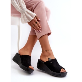 Vinceza Tongs compensées hautes pour femmes, noir 3