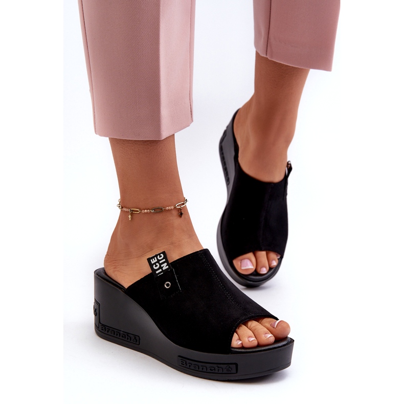 Vinceza Tongs compensées hautes pour femmes, noir le noir 1