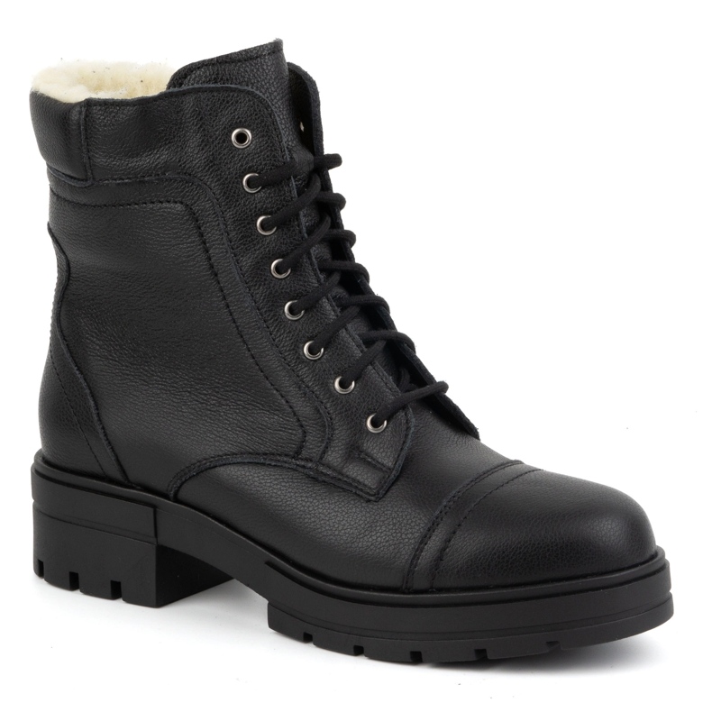 WASAK Bottines hautes en cuir pour femmes à lacets hiver 0547 noir 1