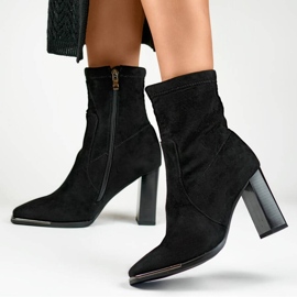 Bottines en daim pour femmes, noires, GD-FL2098B le noir 9