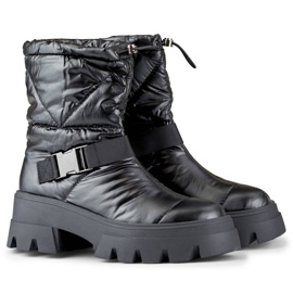 Bottes de neige à semelle épaisse pour femme, noires JH21-22B 2