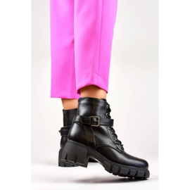 Bottines femme à talons bas et plateforme, noires BM530B le noir 2 Bottines femme à talons bas et plateforme, noires BM530B le noir 2