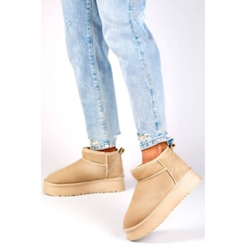 Bottines en cuir pour femme, bottes de neige en daim, beige XF-159L.BE 1