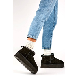 Bottines de neige en cuir et daim pour femme, noires YU9001B le noir 3