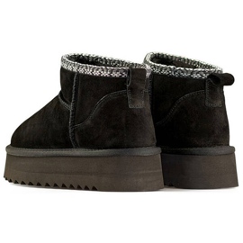 Bottines de neige en cuir et daim pour femme, noires YU9001B le noir 4