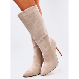 Bottes à talons hauts classiques en daim Marissa kaki beige 3