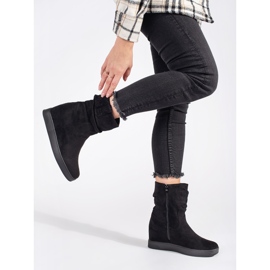 Bottines femme en daim noir à coin caché 2