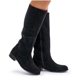 Lewski Shoes Bottes mi-mollet en daim pour femmes avec fermeture éclair gauche 3616 noir le noir 10