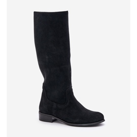 Lewski Shoes Bottes mi-mollet en daim pour femmes avec fermeture éclair gauche 3616 noir le noir 6