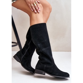 Lewski Shoes Bottes mi-mollet en daim pour femmes avec fermeture éclair gauche 3616 noir le noir 4