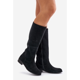 Lewski Shoes Bottes mi-mollet en daim pour femmes avec fermeture éclair gauche 3616 noir le noir 7