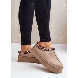 Bottes de neige basses pour femme avec broderie sur plateforme, beige foncé Narirya 2