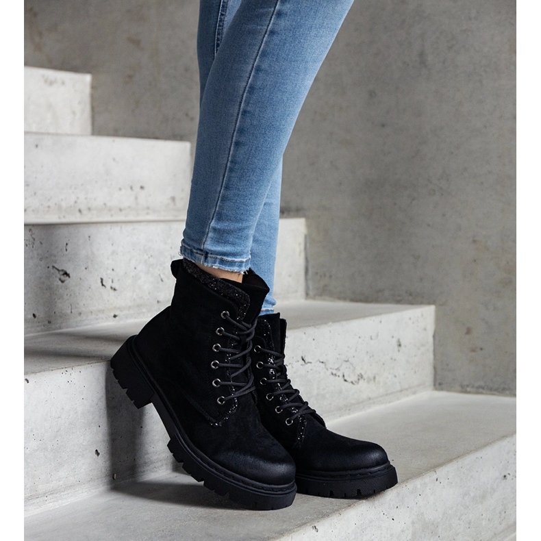 Bottines noires avec empiècements Prairie brillants 1