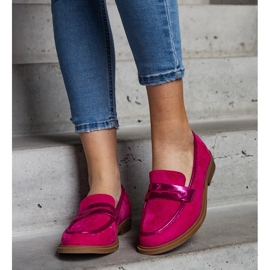 Mocassins en velours rose avec empiècements brillants de Leonolena 2 Mocassins en velours rose avec empiècements brillants de Leonolena 2