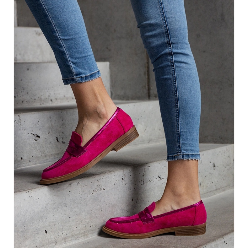 Mocassins en velours rose avec empiècements brillants de Leonolena 1 Mocassins en velours rose avec empiècements brillants de Leonolena 1
