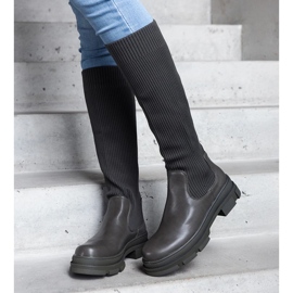 Boots slip-on vertes à tige souple sur semelle massive Elthea 1