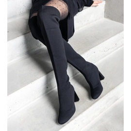 Bottines à talons hauts noires à enfiler avec tige Flamme flexible 1