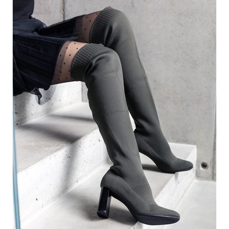 Bottes vertes à talons hauts à enfiler avec tige Flamme flexible 1