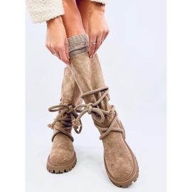 Boots en daim avec cordon Spicer Khaki beige 2