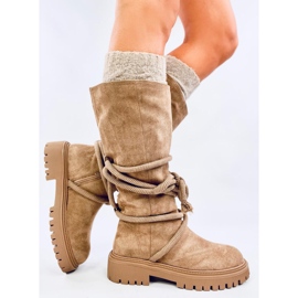Boots en daim avec cordon Spicer Khaki beige 5