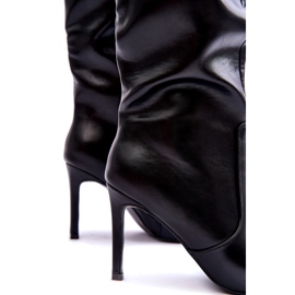 Joalice Bottes chaudes à talons hauts en cuir écologique pour femmes, noir 2