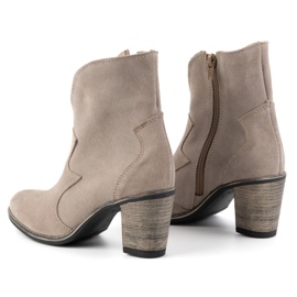 Olivier Bottines femme en cuir Lucy beige foncé - Bottines élégantes à talons en daim 4