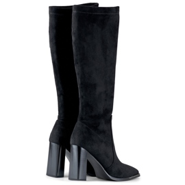 Bottines à talons hauts et bout pointu pour femme en daim noir GD-FL3040B le noir 6