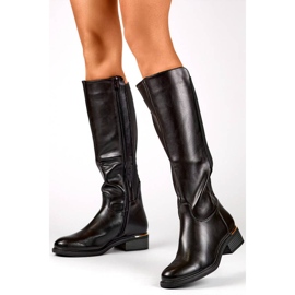 Bottes pour femmes avec caoutchouc élastique, noires FC20B 1