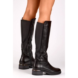 Bottes pour femmes avec caoutchouc élastique, noires FC20B 2