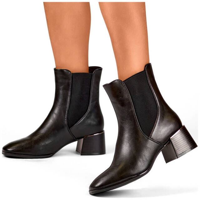 Bottines à talon haut pour femme, noires, 9611B 1