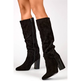 Bottines à talons hauts en daim pour femme, noires, X829B le noir 1