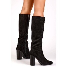 Bottines à talons hauts en daim pour femme, noires, X829B le noir 2