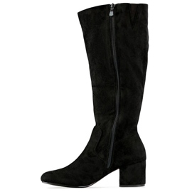 Bottines en daim à talons bas pour femmes, noires 23063B le noir 3