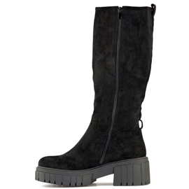 Bottines femme en daim à semelle épaisse, noires DE1056B le noir 3