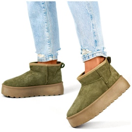 Bottes de neige à enfiler en daim pour femme, vert 8917-5GR 1