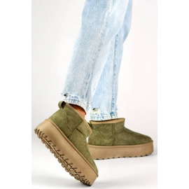 Bottes de neige à enfiler en daim pour femme, vert 8917-5GR 3