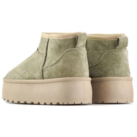 Bottes de neige à enfiler en daim pour femme, vert 8917-5GR 4