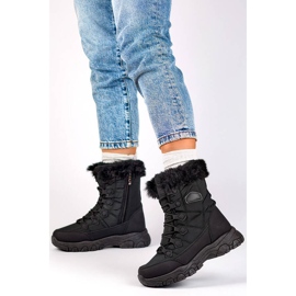 Bottes de neige isolées avec fourrure pour femme, noir 9093B le noir 2