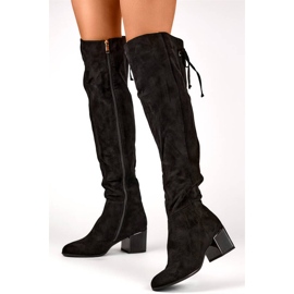 Cuissardes femme en daim noir FL3002B le noir 1