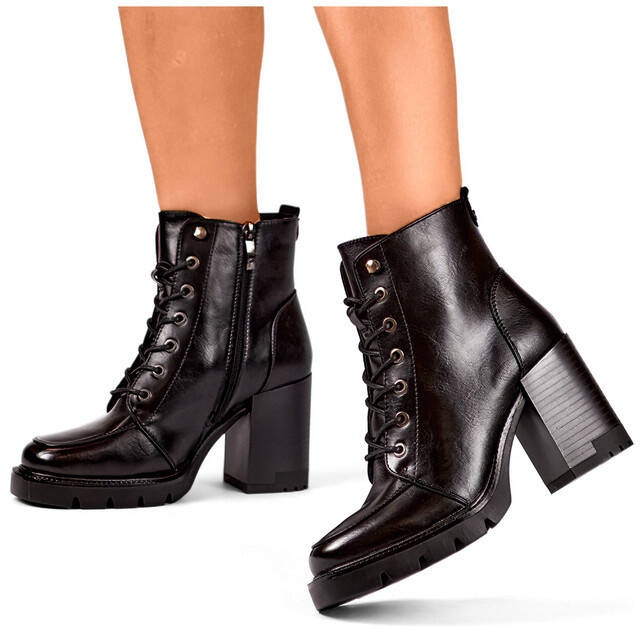 Bottines isolées à talons hauts pour femmes, noires 24-12493B le noir 1