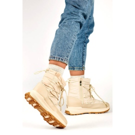 Bottes de neige à plateforme pour femme, beige 24-16321BE 2