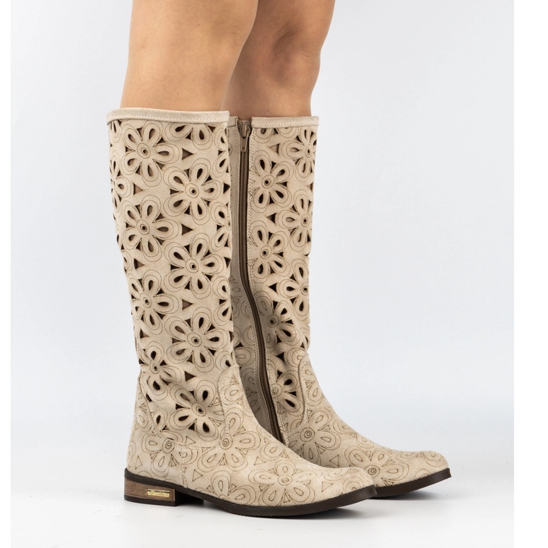 Olivier Boots ajourées beige clair femme 3