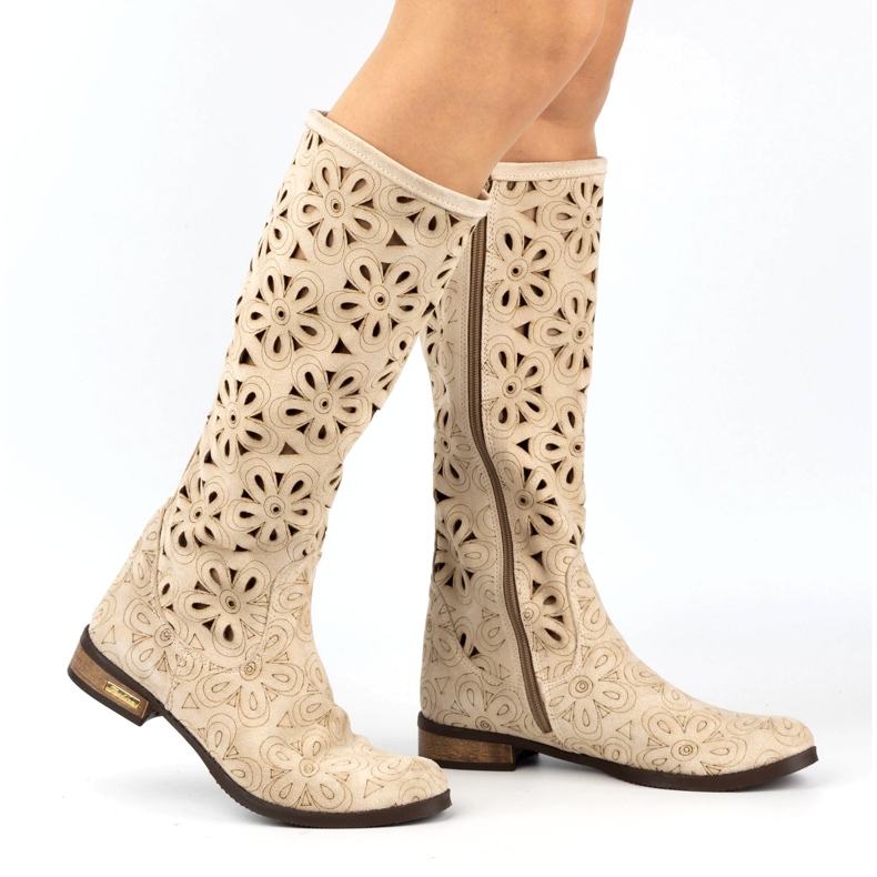 Olivier Boots ajourées beige clair femme 2