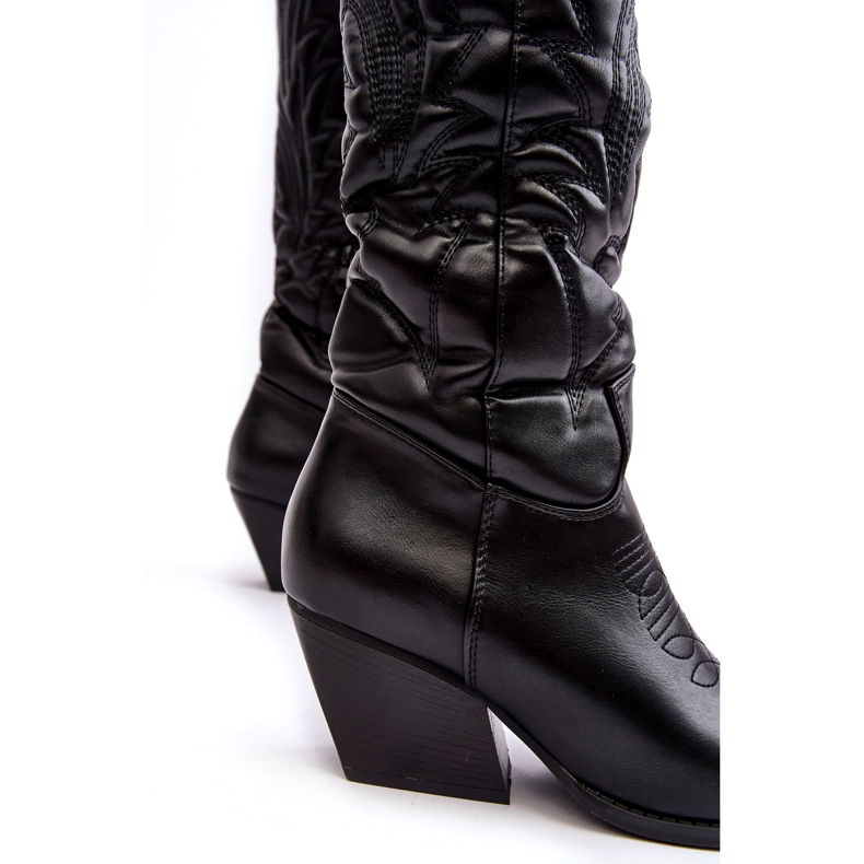 Santiags femme en cuir noir à talon haut 3