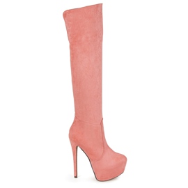 Comer Bottines compensées en daim rose 2